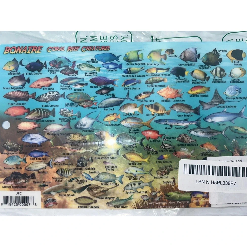 Franko Maps Bonaire Dive Guide & Fish ID Card Waterproof Laminated Map